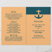 Nautical Anchor - Coral Blue - Wedding Programme (Voorkant)