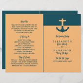 Nautical Anchor - Coral Blue - Wedding Programme (Voorkant / Achterkant)