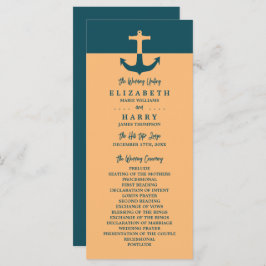 Nautical Anchor - Coral Blue - Wedding Programme Programmakaart