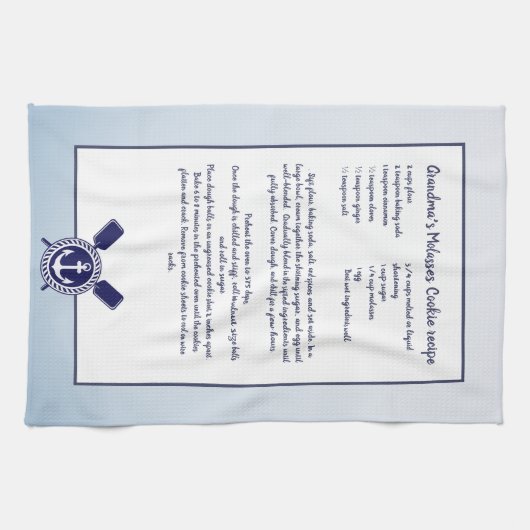 Nautical Anchor Creëer je eigen Recipe keepomwille Theedoek (Horizontaal)