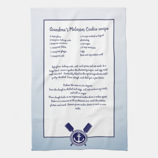 Nautical Anchor Creëer je eigen Recipe keepomwille Theedoek (Verticaal)