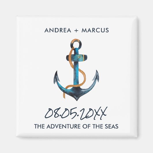 Nautical Anchor Cruise Ship Wedding Favor Magnets Magneet (Voorkant)