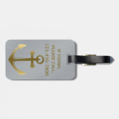 Nautical Anchor Cruise Vacation Metallic Monogram Bagagelabel (Achterkant horizontaal)