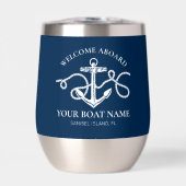 Nautical Anchor Custom Boat Name Navy Blue  (Voorkant)