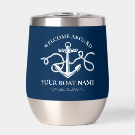 Nautical Anchor Custom Boat Name Navy Blue 