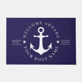 Nautical Anchor Custom Boat Name Welcome Doormat Deurmat (Voorkant)