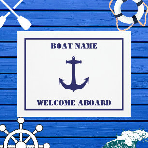 Nautical anchor custom boat name welkomstwoord aan deurmat
