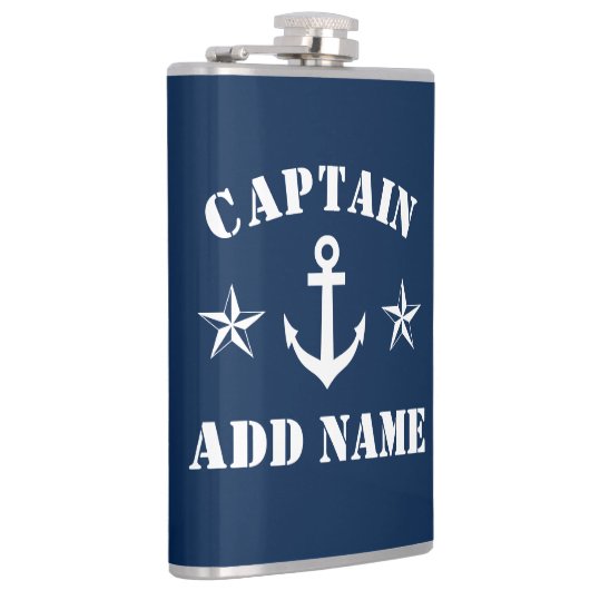 Nautical anchor custom boot Captain name drink fla Heupfles (Rechts)