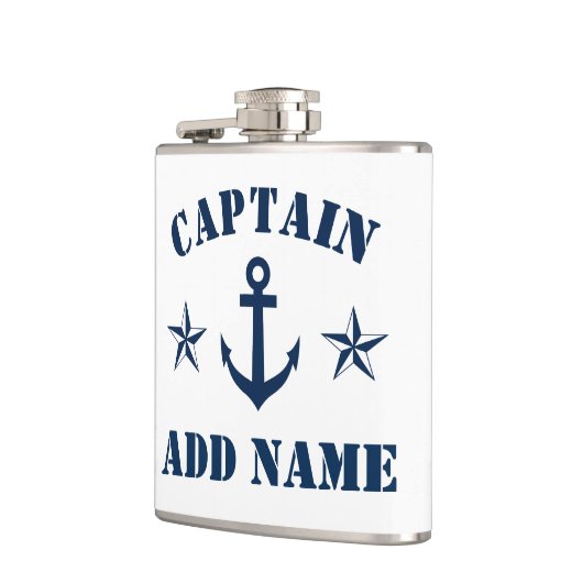 Nautical anchor custom boot Captain name drink Heupfles (Links)