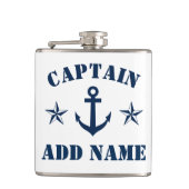 Nautical anchor custom boot Captain name drink Heupfles (Voorkant)