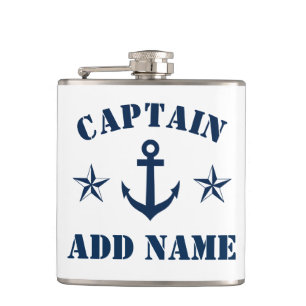 Nautical anchor custom boot Captain name drink Heupfles