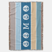 Nautical Anchor custom monogram goot deken (Voorkant Verticaal)