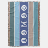 Nautical Anchor custom monogram goot deken (Voorkant Verticaal)