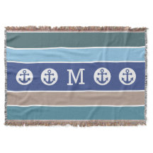 Nautical Anchor custom monogram goot deken