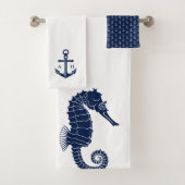 Nautical Anchor Custom Monogrammen Navy Bad Handdoek (Insitu)