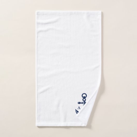 Nautical Anchor Custom Monogrammen Navy Bad Handdoek (Handdoek)