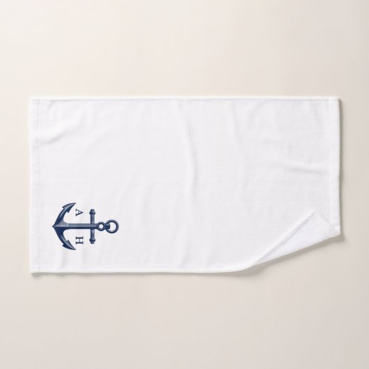 Nautical Anchor Custom Monogrammen Navy Bad Handdoek (Handdoek)