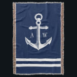 Nautical Anchor Custom Monogrammen Navy Deken<br><div class="desc">De legante deken van de zeemijl met een nautisch anker in een  stijl.  Beide zijden zijn monogrammen van bruid en bruin,  of mogelijk van uw voor- en achternaam monogrammen.  Alle elementen zijn aanpasbaar eenvoudig gebruik de aanpassingsfunctie.</div>