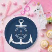 Nautical Anchor Custom Navy Blue 9" Papieren Bordje (Feest)
