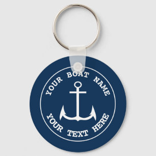 Nautical Anchor Custom Navy Blue Sleutelhanger