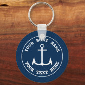 Nautical Anchor Custom Navy Blue Sleutelhanger (Voorkant)