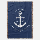 Nautical Anchor Custom Navy Deken (Voorkant Verticaal)