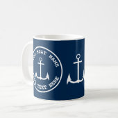 Nautical Anchor Custom Navy Koffiemok (Voorkant links)