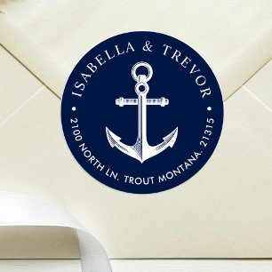 Nautical Anchor Custom Navy Ronde Sticker
