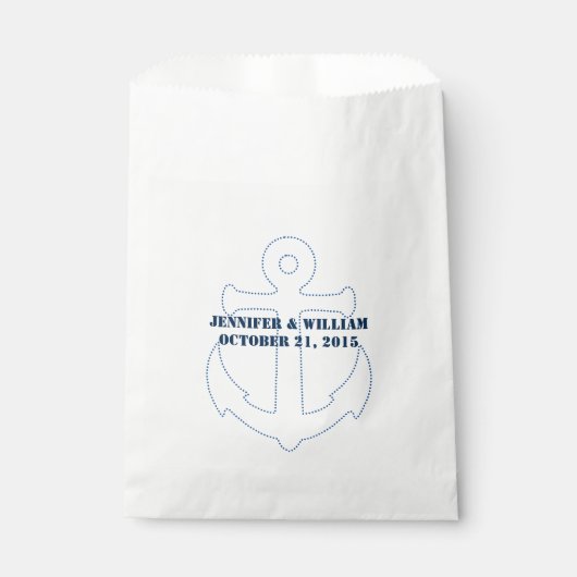 Nautical Anchor Custom Wedding Favor Bag Bedankzakje (Voorkant)