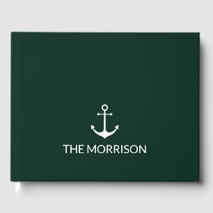 Nautical anchor dark green Custom Boat Name Gastenboek