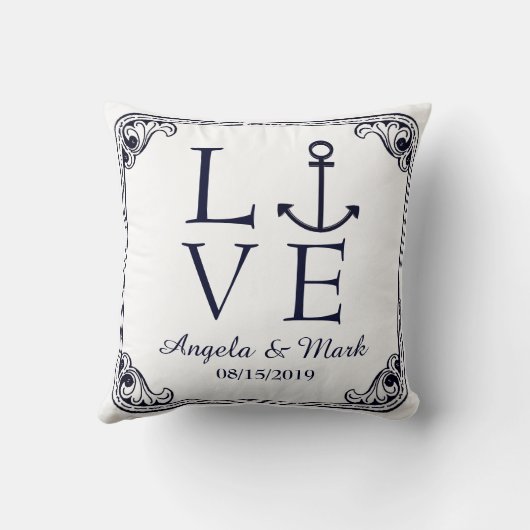Nautical Anchor  Decor Love Personalized Kussen (Achterkant)
