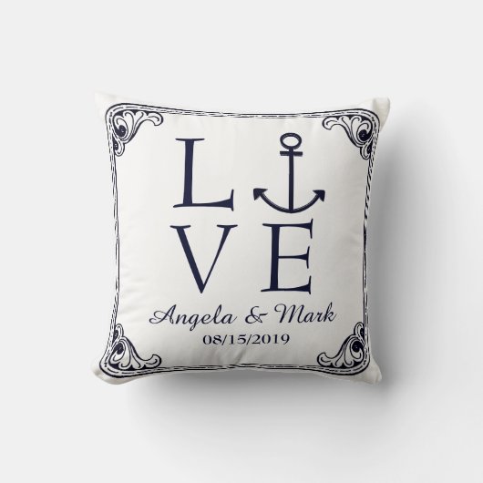 Nautical Anchor  Decor Love Personalized Kussen (Voorkant)