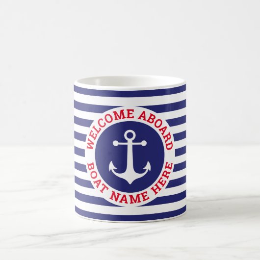 Nautical Anchor Design Navy Blue met witte streep Koffiemok (Center)