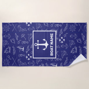 Nautical Anchor Design Navy Blue Towel Strandlaken
