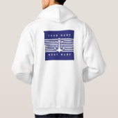 Nautical Anchor Design Navy Blue White Stripe Hood Hoodie (Achterkant)