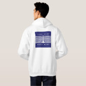 Nautical Anchor Design Navy Blue White Stripe Hood Hoodie (Achterkant volledig)