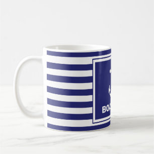 Nautical Anchor Design Navy Blue White Stripe Mok