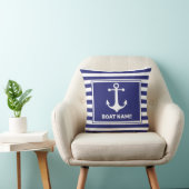 Nautical Anchor Design Navy Blue White Stripe Pill Kussen (Stoel)