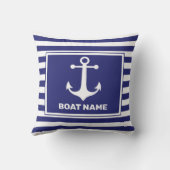 Nautical Anchor Design Navy Blue White Stripe Pill Kussen (Achterkant)