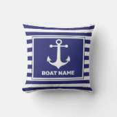 Nautical Anchor Design Navy Blue White Stripe Pill Kussen (Voorkant)