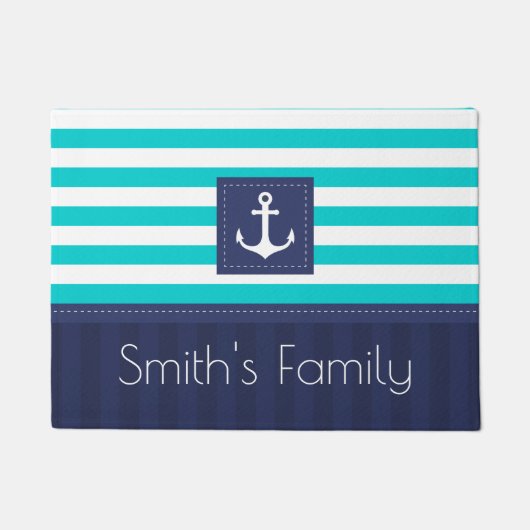 Nautical Anchor Design Persoonlijke familienaam Deurmat (Voorkant)