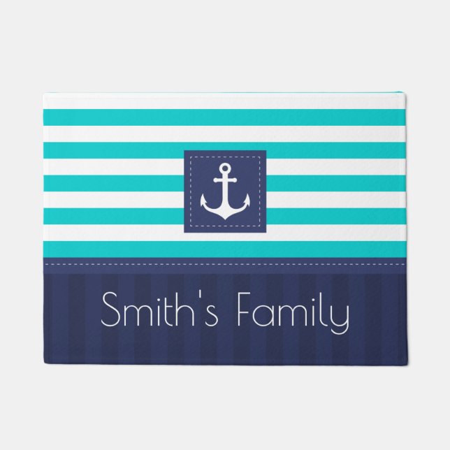 Nautical Anchor Design Persoonlijke familienaam Deurmat (Voorkant)