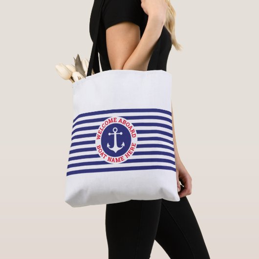 Nautical Anchor Design with Navy Stripes Tote Bag (Dichtbij)