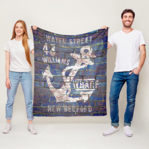 Nautical Anchor Distress Brick Familienaam Fleece Deken