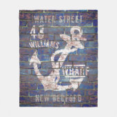 Nautical Anchor Distress Brick Familienaam Fleece Deken (Voorkant)