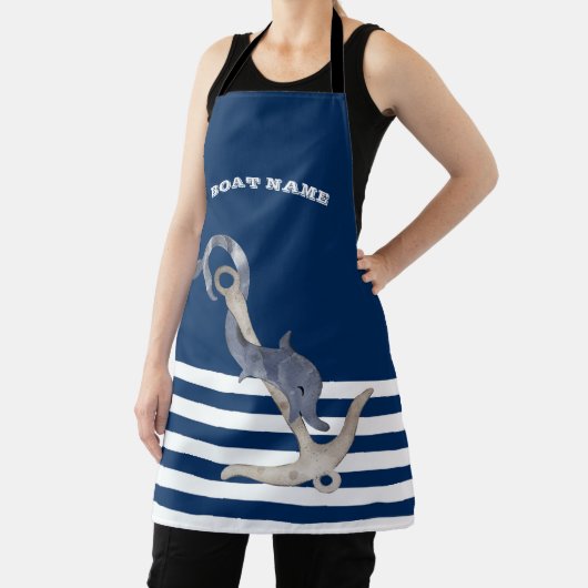 Nautical, Anchor Dolphin Navy Blue Striped Schort (Insitu)