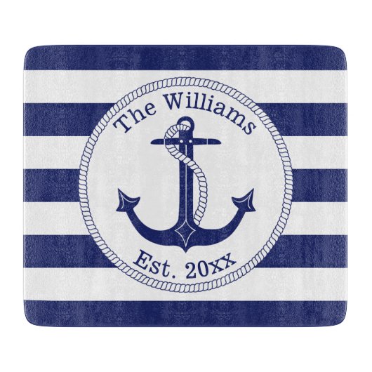 Nautical Anchor Familienaam 6 x 7 inch Snijplank (Voorkant)