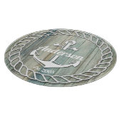 Nautical Anchor Familienaam Beach House Summer Snijplank (Hoek)