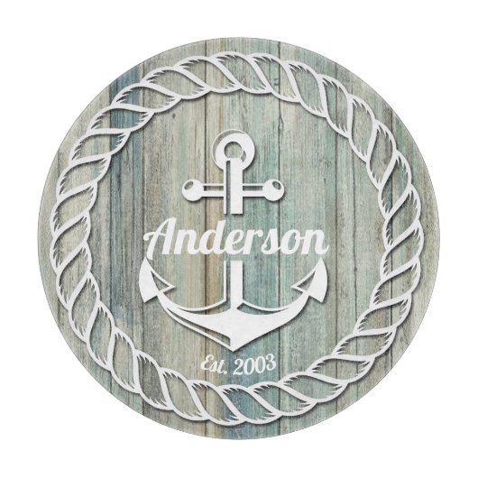 Nautical Anchor Familienaam Beach House Summer Snijplank (Voorkant)