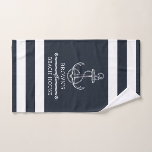 Nautical Anchor Familienaam Beach Lake House Bad Handdoek (Handdoek)